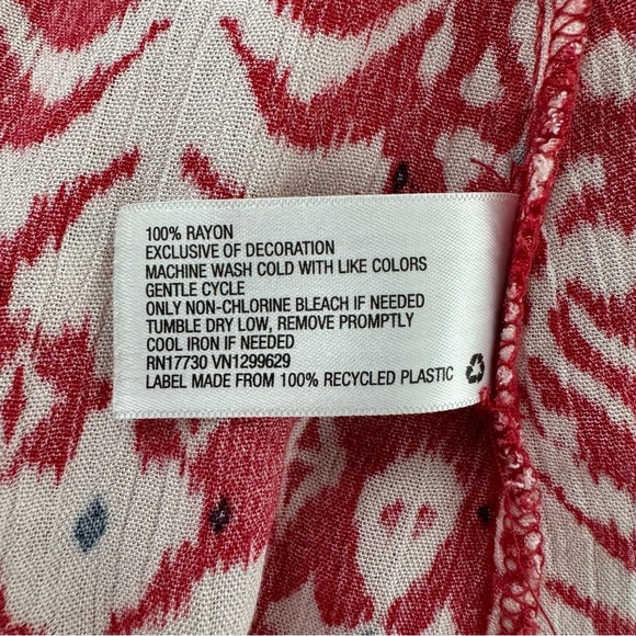 Knox Rose Dress Womens Large Midi Maxi Red White Button Front Short Sleeve Boho - Picture 15 of 15